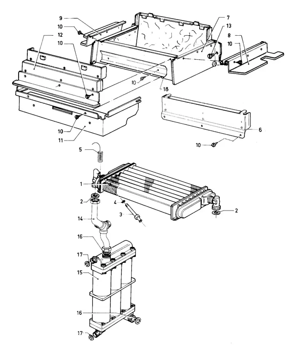Exploded view Vaillant Combiketel Turbo VCW 182 E: Warmtewisselaar