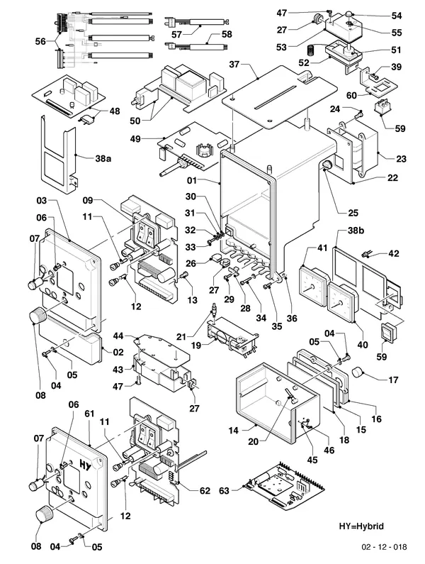 Exploded view Vaillant Combiketel Turbo VCW 242 E: Schakelkast