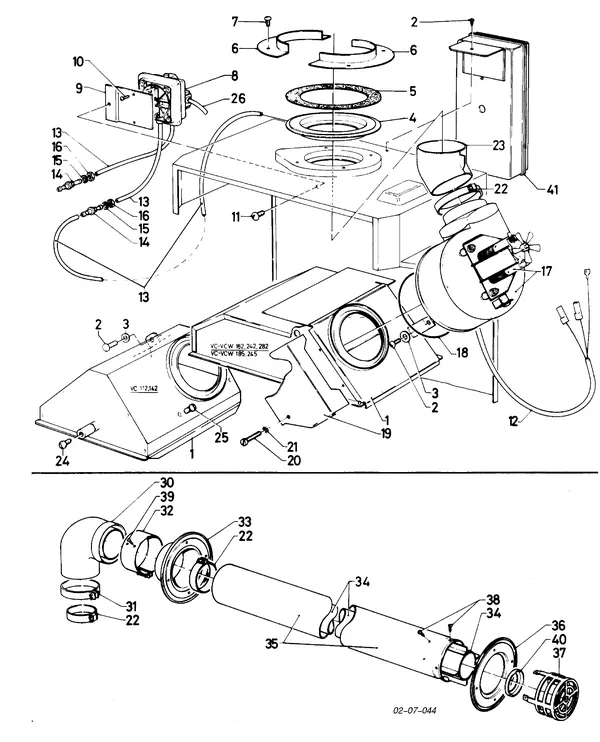 Exploded view Vaillant Combiketel Turbo VCW 242 E: Verbrandings luchtaanvoer