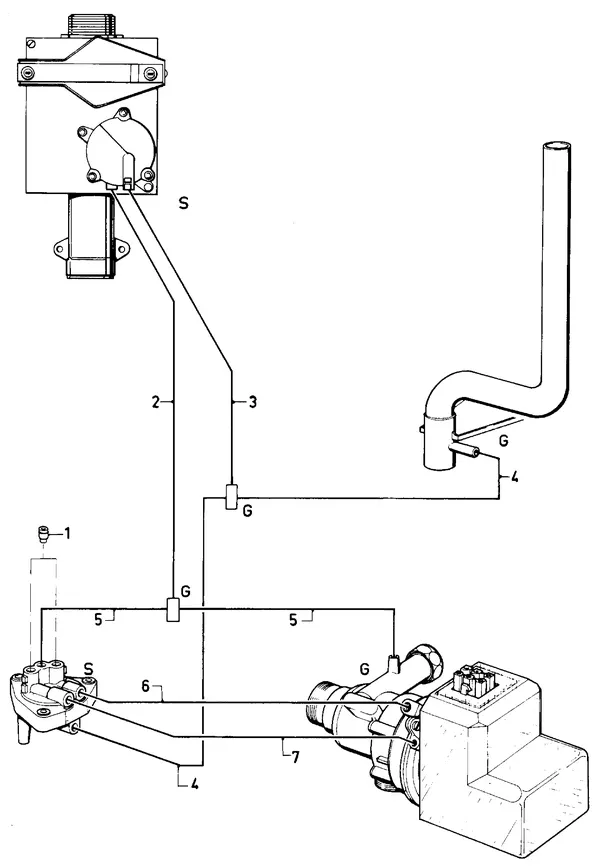 Exploded view Vaillant Combiketel Turbo VCW 242 E S028: Aansluitdelen stuurleidingen