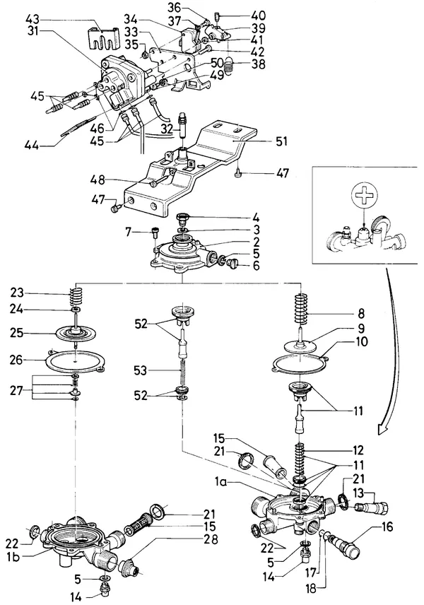 Exploded view Vaillant Combiketel Turbo VCW 242 E S028: Watergedeelte tot 04
