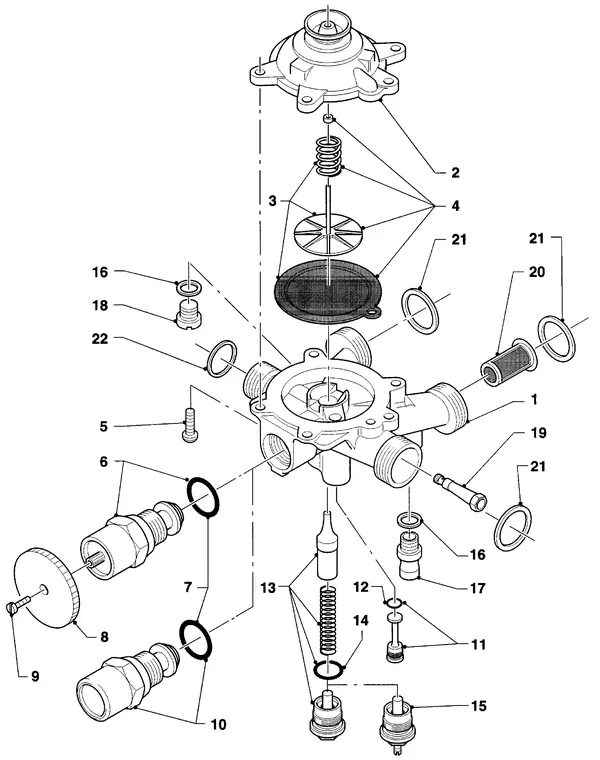 Exploded view Vaillant Combiketel Turbo VCW 242 E S028: Watergedeelte vanaf 05