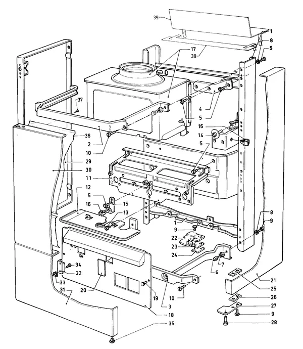 Exploded view Vaillant Combiketel VCW 244 XE (TTB): Manteldelen