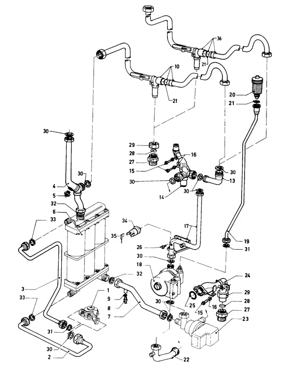 Exploded view Vaillant Combiketel Turbo VCW 245 E: Aansluitdelena