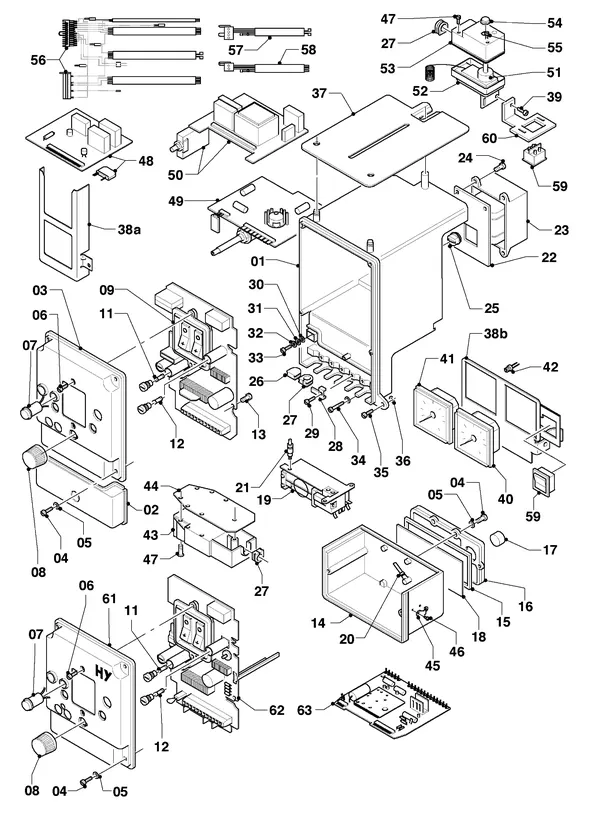 Exploded view Vaillant Combiketel Turbo VCW 245 E: Schakelkast