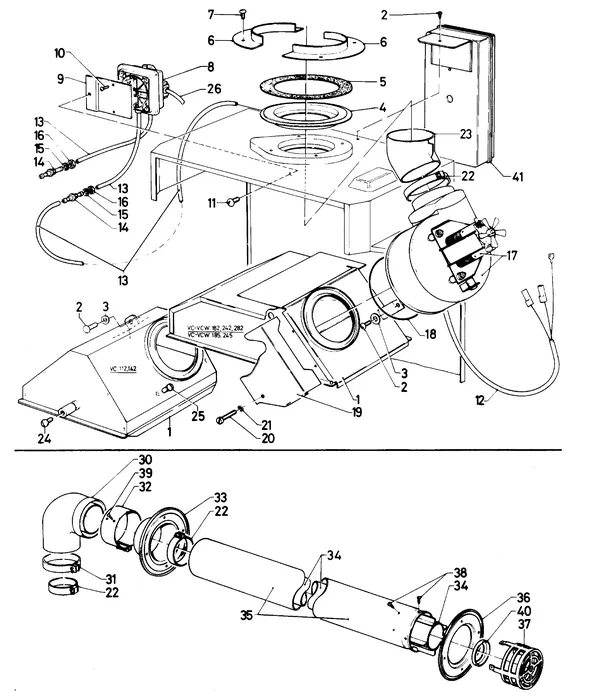 Exploded view Vaillant Combiketel Turbo VCW 245 E: Verbrandings luchtaanvoer