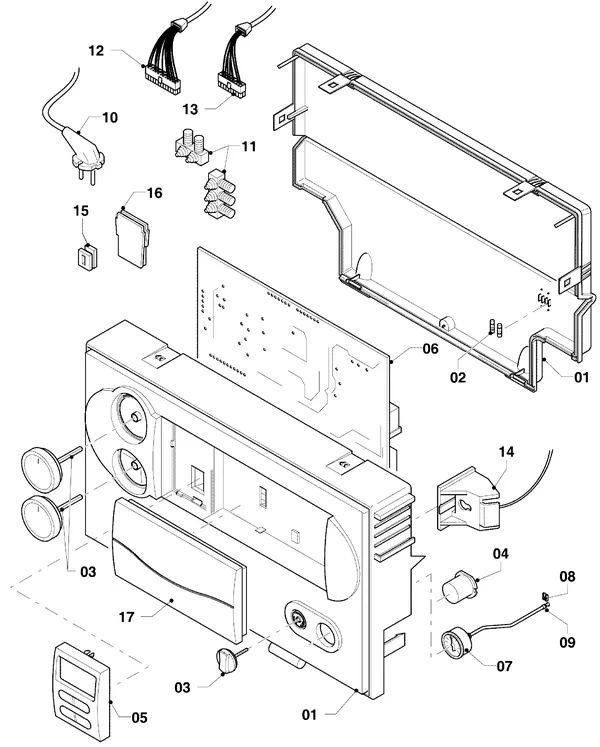 Exploded view Vaillant Combiketel Turbo VCW 255/4-7 R3: Schakelkast
