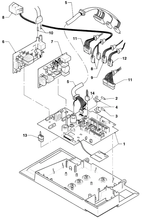 Exploded view Vaillant Combiketel Turbo VCW 255 E: Schakelkast printplaten