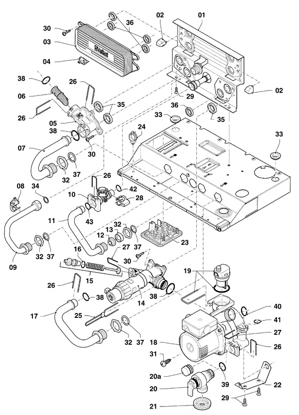 Exploded view Vaillant ecoTEC plus VHR 20-24/5-5 R1: Hydraulische delen hydroblock