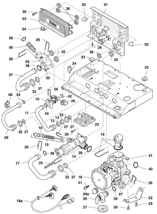 Vue éclatée Vaillant ecoTEC plus VHR 20-24/5-5 R4 : Pièces hydrauliques – hydrobloc