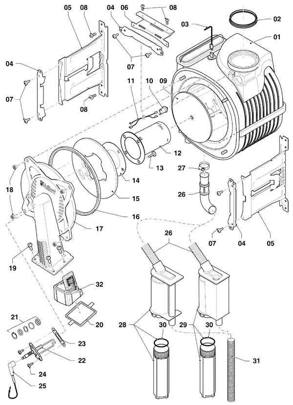 Exploded view Vaillant ecoTEC plus VHR 25-30/5-5 R1: Brander warmtewisselaar