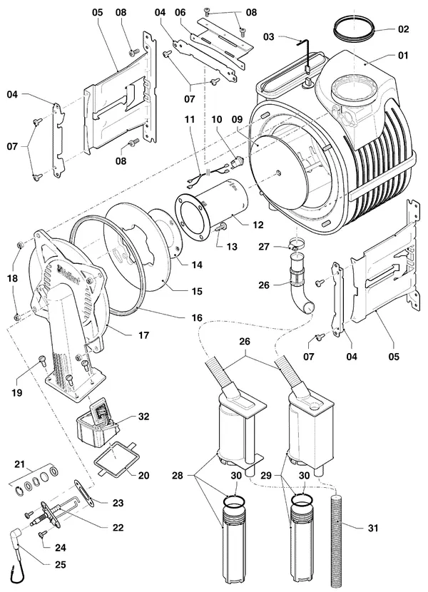 Exploded view Vaillant ecoTEC plus VHR 25-30/5-5 R3: Brander warmtewisselaar
