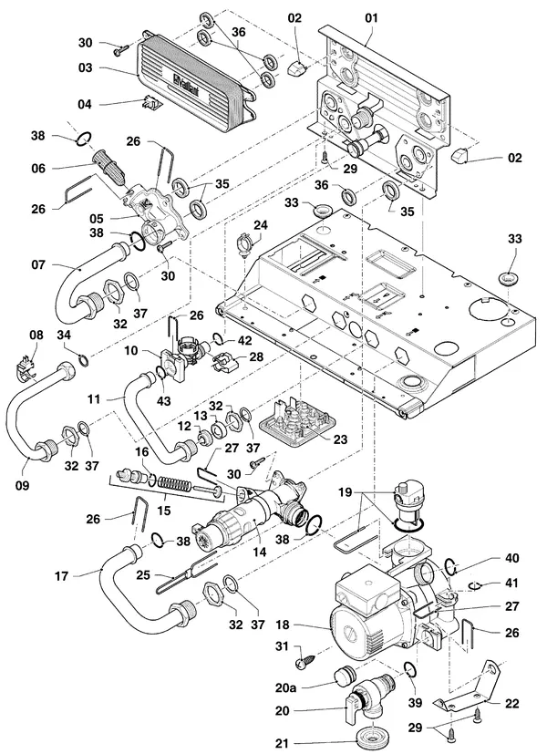 Exploded view Vaillant ecoTEC plus VHR 25-30/5-5 R3: Hydraulische delen hydroblock