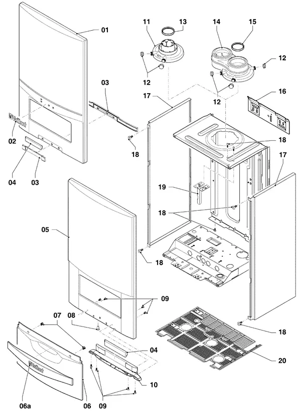 Exploded view Vaillant ecoTEC plus VHR 25-30/5-5 R3: Manteldelen