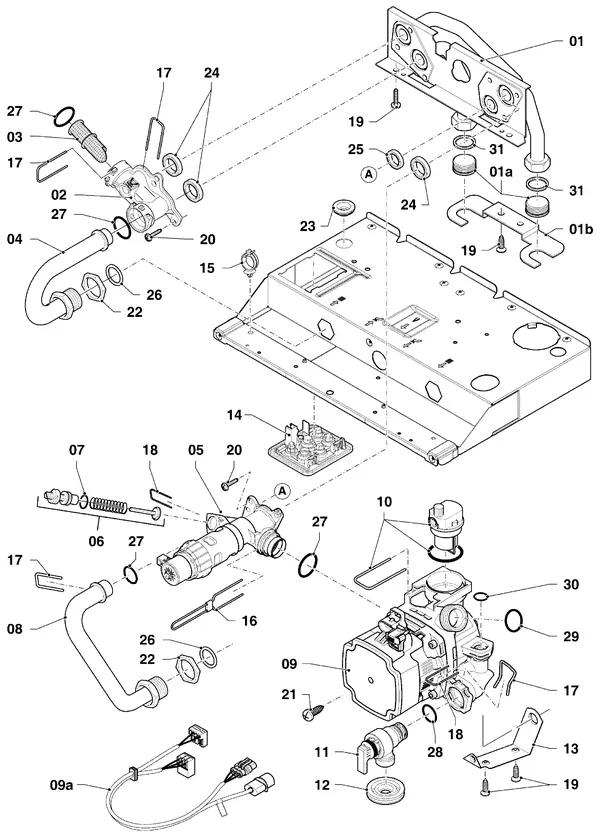Vue éclatée Vaillant ecoTEC plus VHR 25/5-5 S R4 : Pièces hydrauliques – hydrobloc
