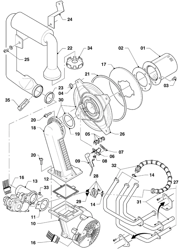 Exploded view Vaillant hrSOLIDE plus VHR 30-34/3-5 R3: Brander