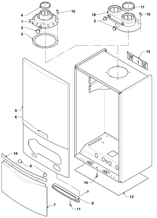 Exploded view Vaillant hrSOLIDE plus VHR 30-34/3-5 R3: Manteldelen