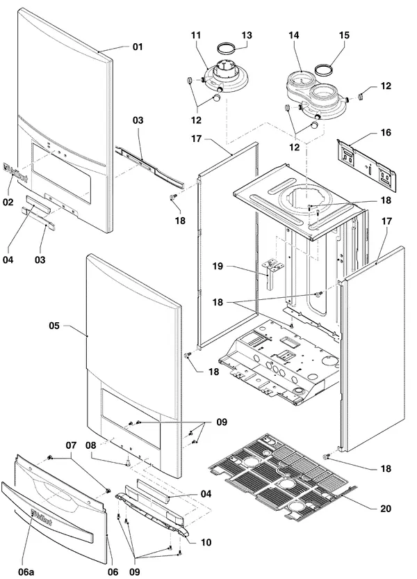 Exploded view Vaillant ecoTEC plus VHR 30-34/5-5 OT R2: Manteldelen