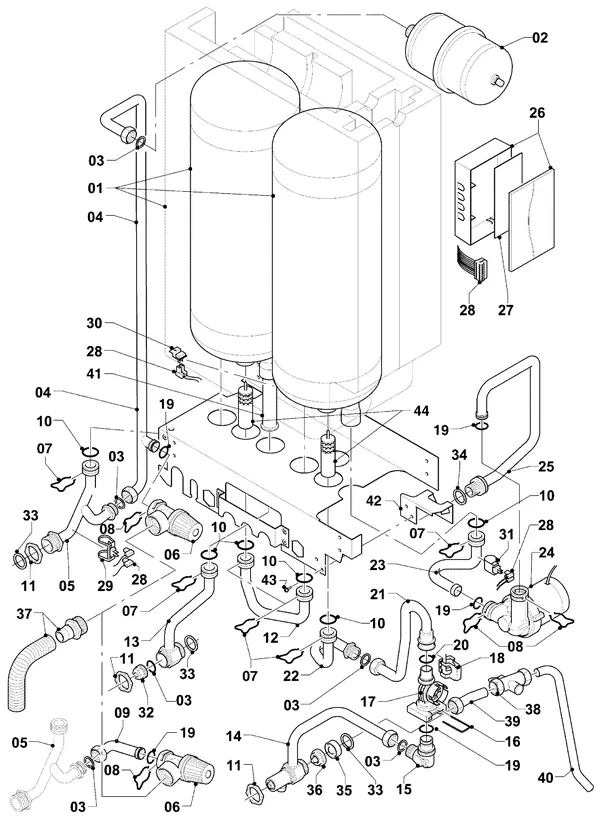 Exploded view Vaillant hrSOLIDE plus VHR 34/3-5 I: Aansluitdelen vih