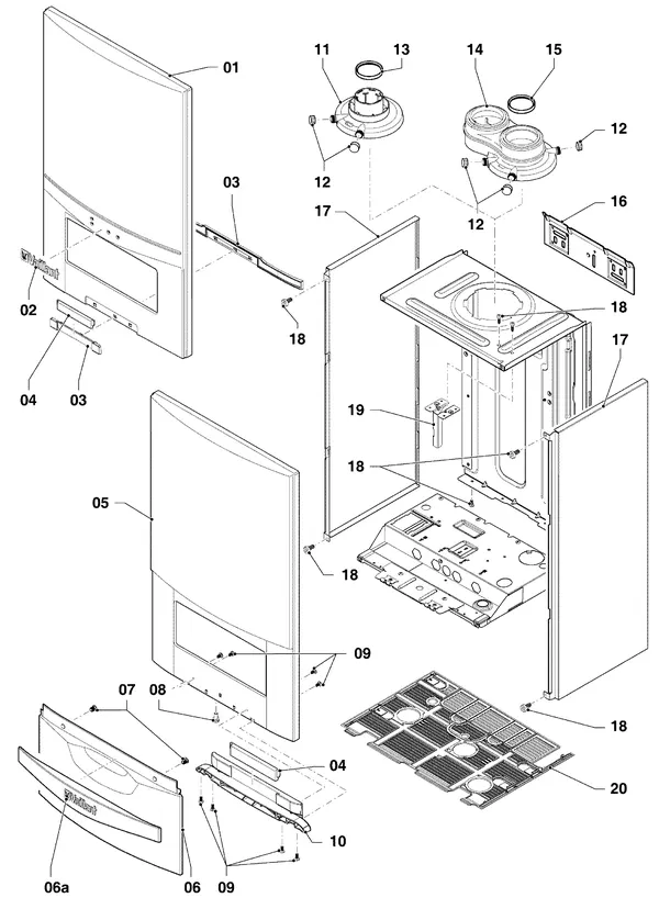 Exploded view Vaillant ecoTEC plus VHR 34/5-5 I: Manteldelen vhr