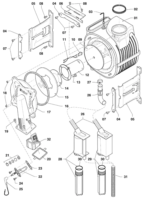 Exploded view Vaillant ecoTEC plus VHR 35-38/5-5 R1: Brander warmtewisselaar