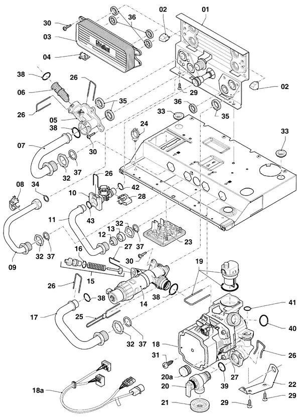 Exploded view Vaillant ecoTEC plus VHR 35-38/5-5 R6: Hydraulische delen hydroblock