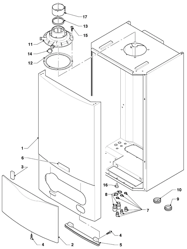 Exploded view Vaillant hrEXCLUSIEF VHR 45 S: Manteldelen