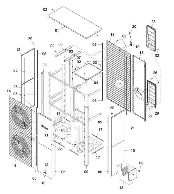 Exploded view Vaillant aroTHERM VWL 105/5 AS: Manteldelen