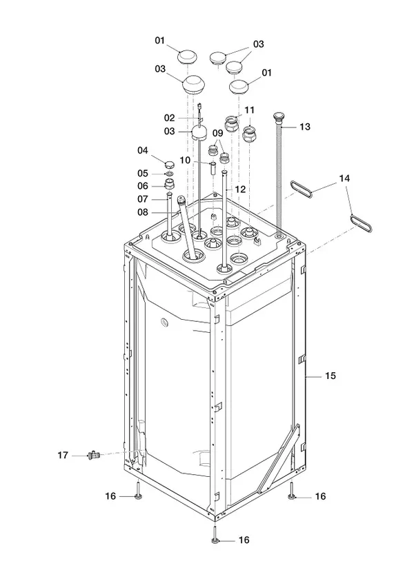 Exploded view Vaillant uniTOWER Pure VWL 108/7.2 IS: Boiler