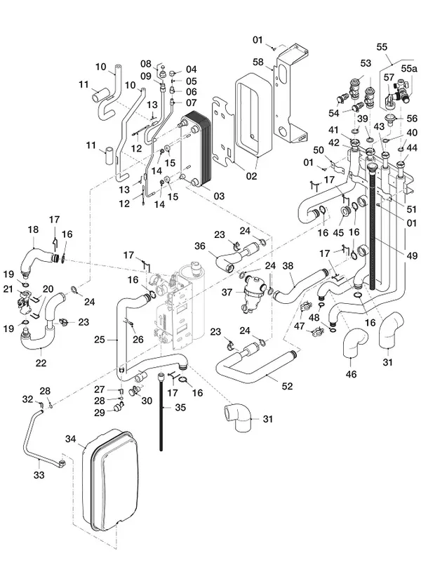 Exploded view Vaillant uniTOWER Pure VWL 108/7.2 IS: Hydraulische delen
