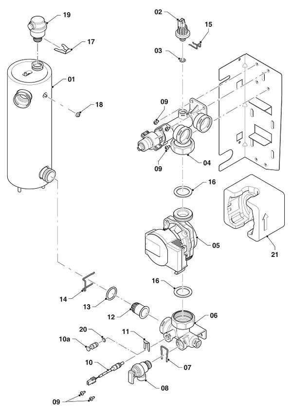 Exploded view Vaillant uniTOWER Pure VWL 108/7.2 IS: Hydraulische module