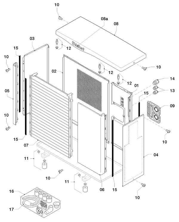 Vue éclatée Vaillant aroTHERM VWL 115/2 A 400V : Habillage