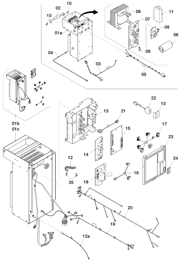 Vue éclatée Vaillant aroTHERM VWL 115/2 A 400V : Boîtier électrique