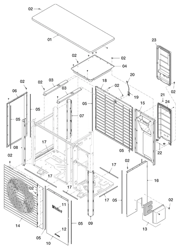 Vue éclatée Vaillant aroTHERM VWL 35/5 AS : Habillage