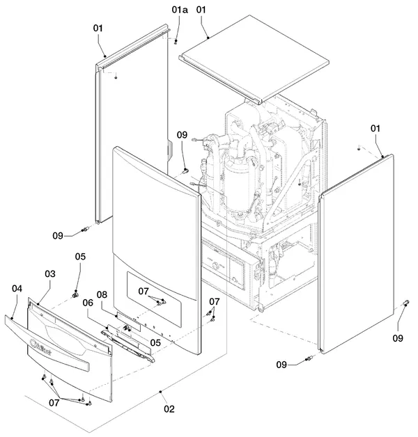 Exploded view Vaillant Hybrid Brine Split VWL 35/4 S 230V R1: Manteldelen