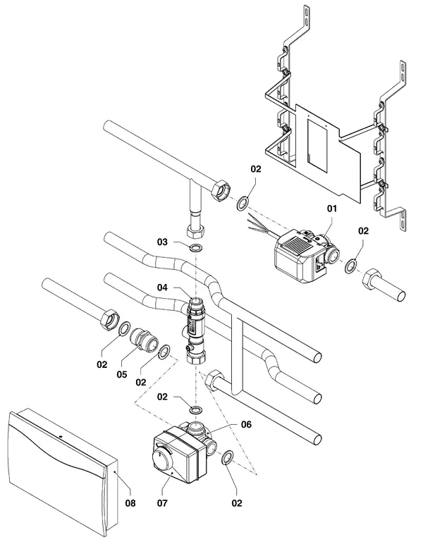 Exploded view Vaillant Hybrid Brine Split VWS 36/4.1 230V: Hydraulische module 2 zone set vwz