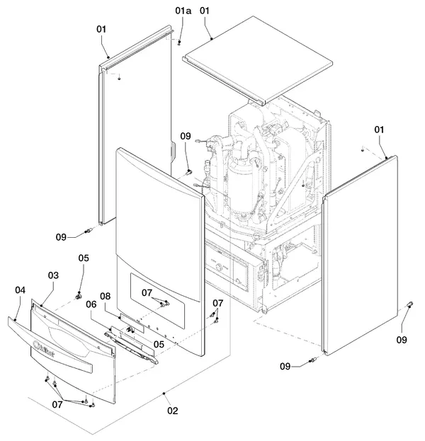 Vue éclatée Vaillant Hybrid Brine Split VWS 36/4 230V : Habillage