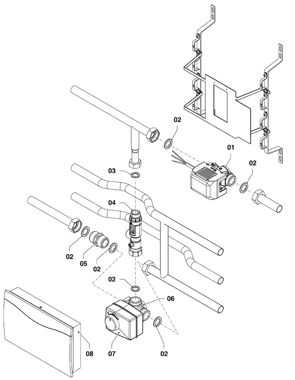 Exploded view Vaillant Hybrid Brine Split VWS 36/4 230V R1: Hydraulische module 2 zone set vwz