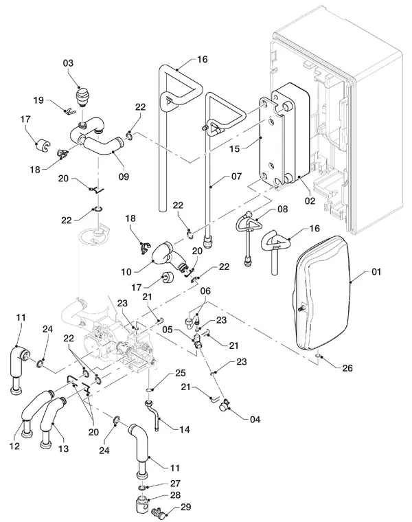 Exploded view Vaillant aroTHERM VWL 57/5 IS: Hydraulische delen