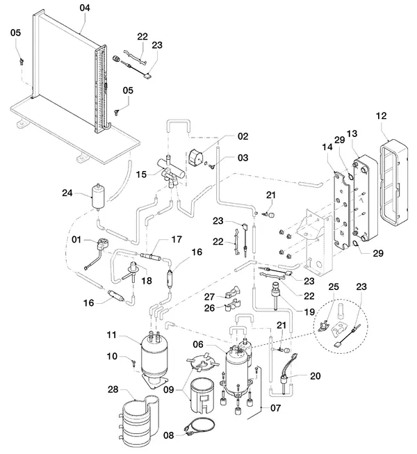 Exploded view Vaillant aroTHERM VWL 85/2 A 230V: Delen koudecircuit