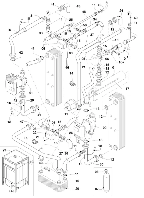 Exploded view Vaillant geoTHERM VWS 103/3: Hydraulische delen