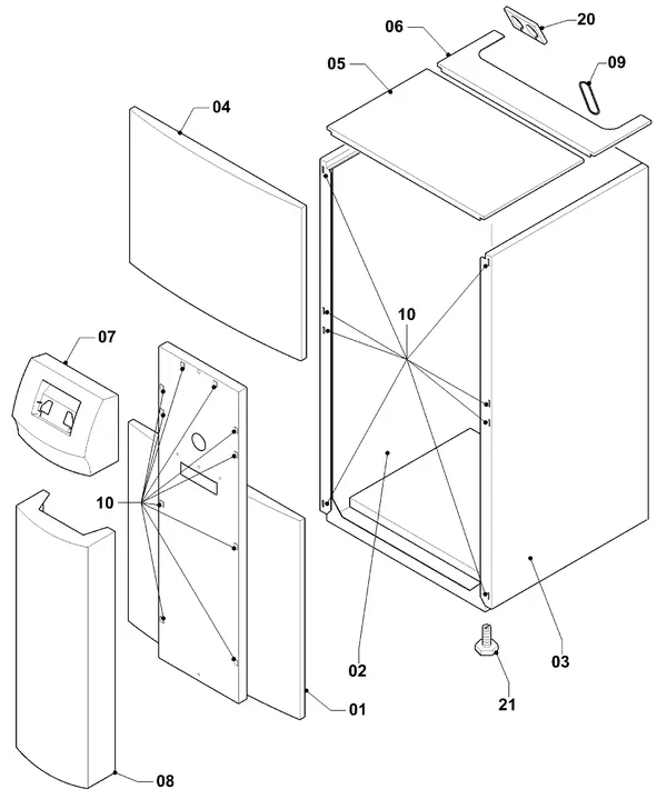 Vue éclatée Vaillant geoTHERM VWS 141/3 : Habillage