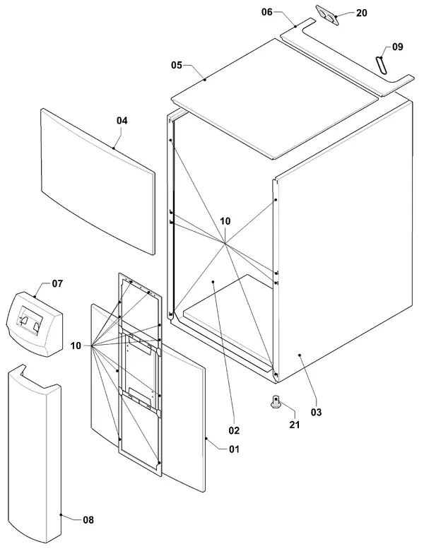 Vue éclatée Vaillant geoTHERM VWS 300/3 : Habillage
