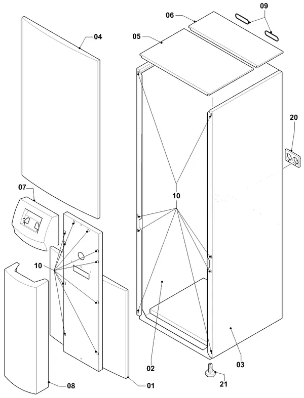 Vue éclatée Vaillant geoTHERM VWS 63/3 : Habillage