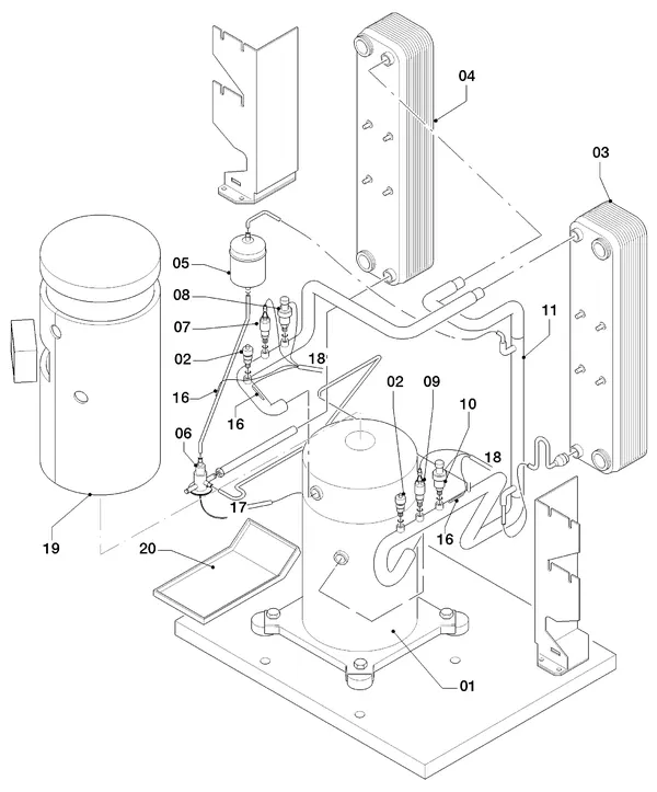 Exploded view Vaillant geoTHERM VWS 84/3: Delen koudecircuit