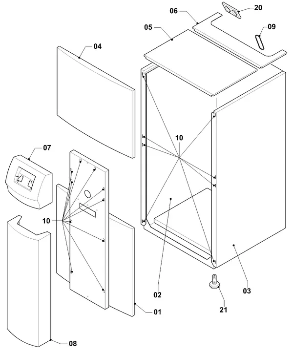 Exploded view Vaillant geoTHERM VWS 84/3: Manteldelen