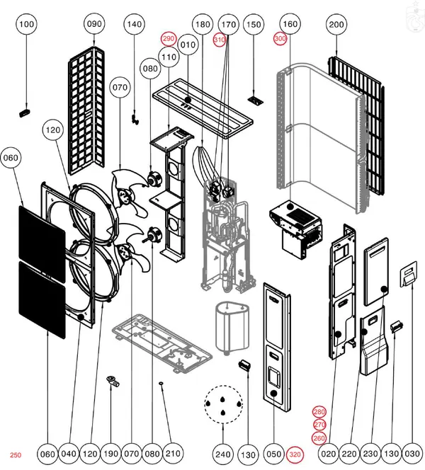 Exploded view Wolf Buitendeel 10/14/16kW, 230V/400V: Buitenunit